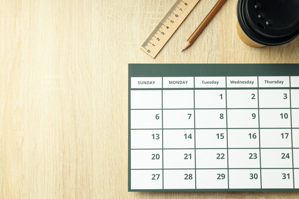 Concept of event planning and work planning, space for text